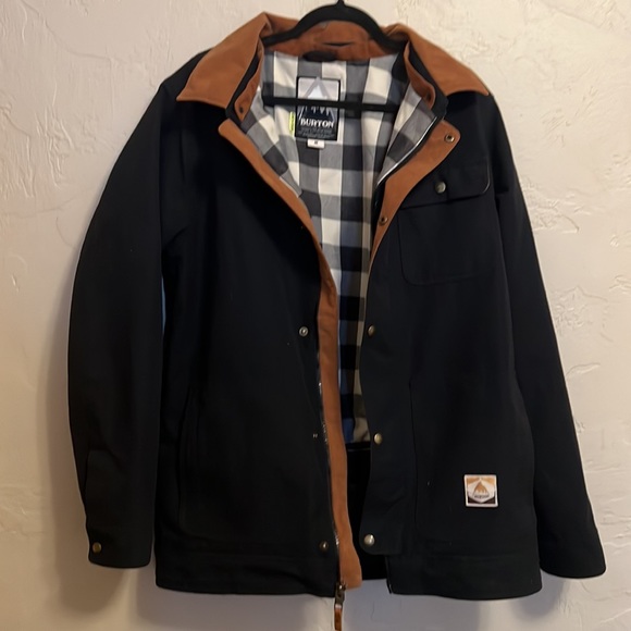 BURTON Jacket Mens Medium Dry Ride Canvas Snap Zip Lined Thermolite - Picture 4 of 6